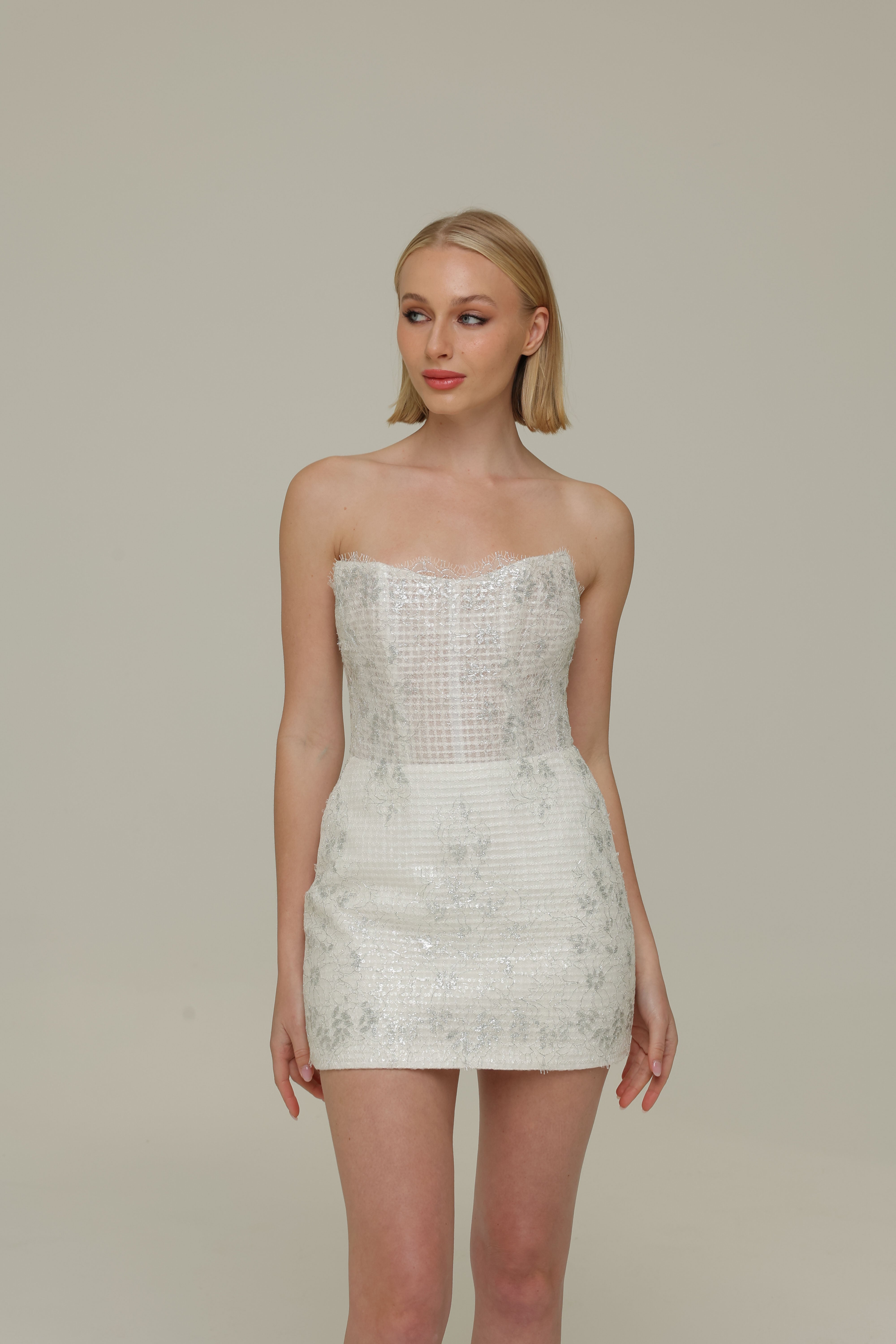 lace tablecloth dress Ivory Lace Corset Bubble Mini Dress – Princesscore Party Outfit main image 0