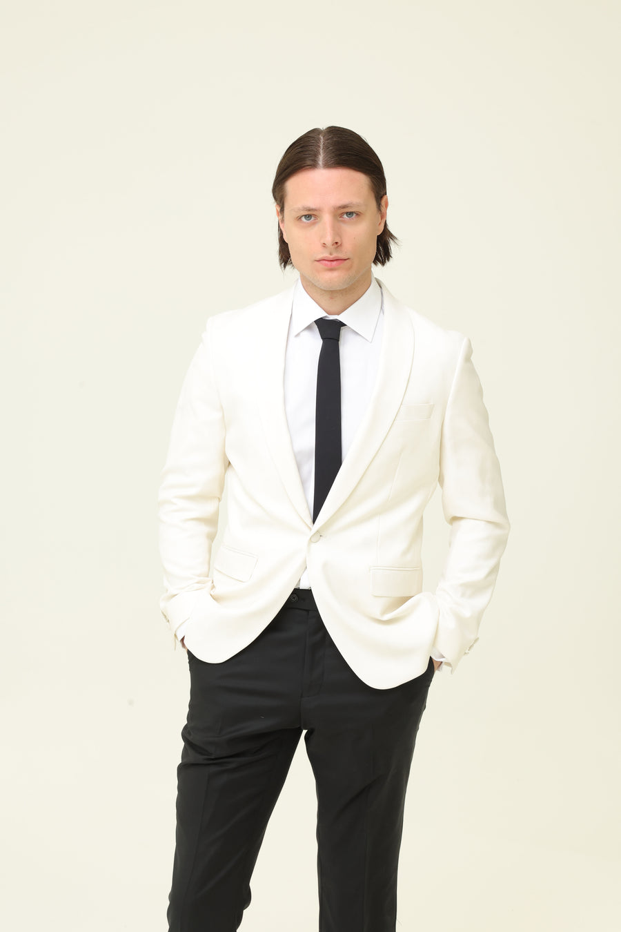 Black-Tie Cream Jacket black pant Suit Bundle KLOVIA