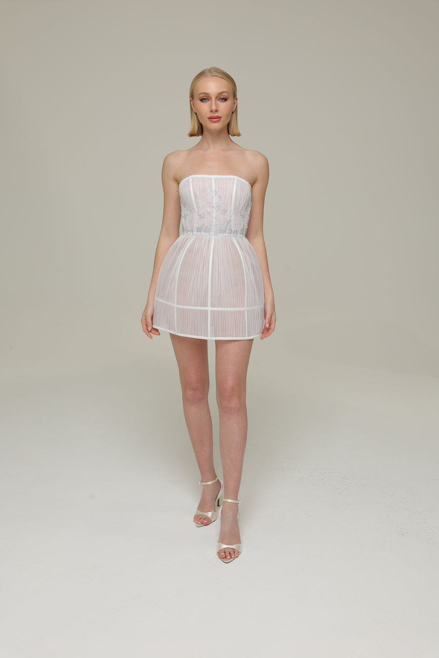 Amara’s Glow Reception Mini Wedding Dress – Front View