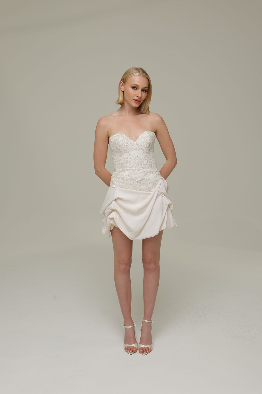 Beaded Corset Detail of The Starlight Muse Bridal Mini