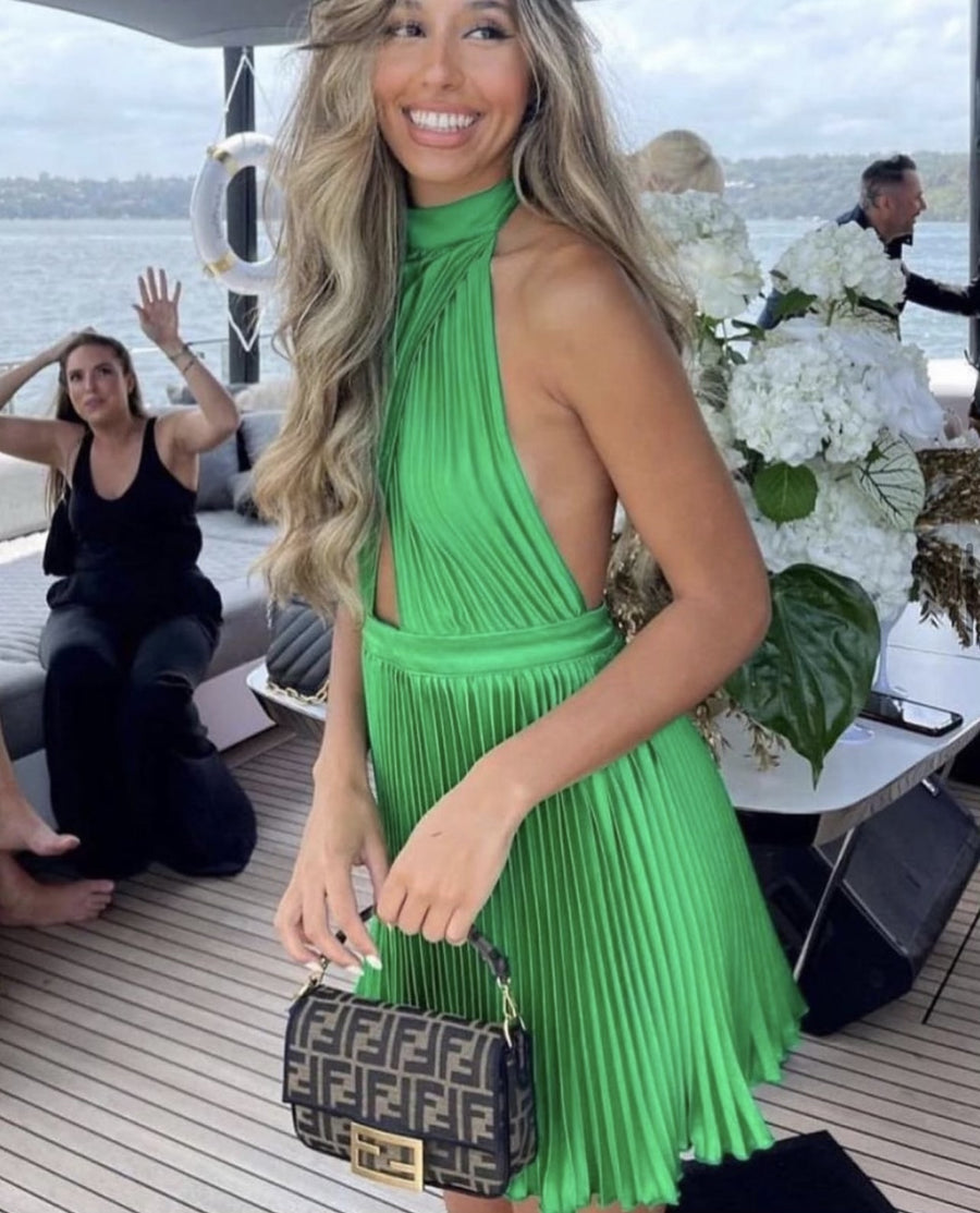 Lidee Bright Green Renaissance Mini Dress Lidee Bright Green Renaissance Mini Dress